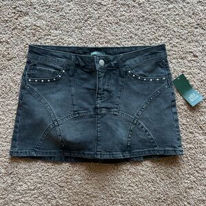Black denim skort